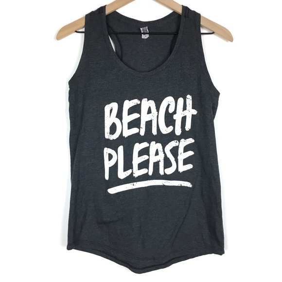 INSTANT MESSAGE Tank Top Racerback Beach Please Summer Athleisure Size Small - Picture 9 of 9